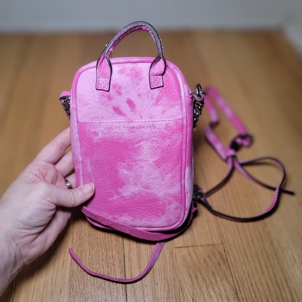 Pink Tye Dye 100% Leather Purse Bag - Picture 4 of 4